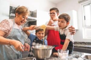 family cooking together